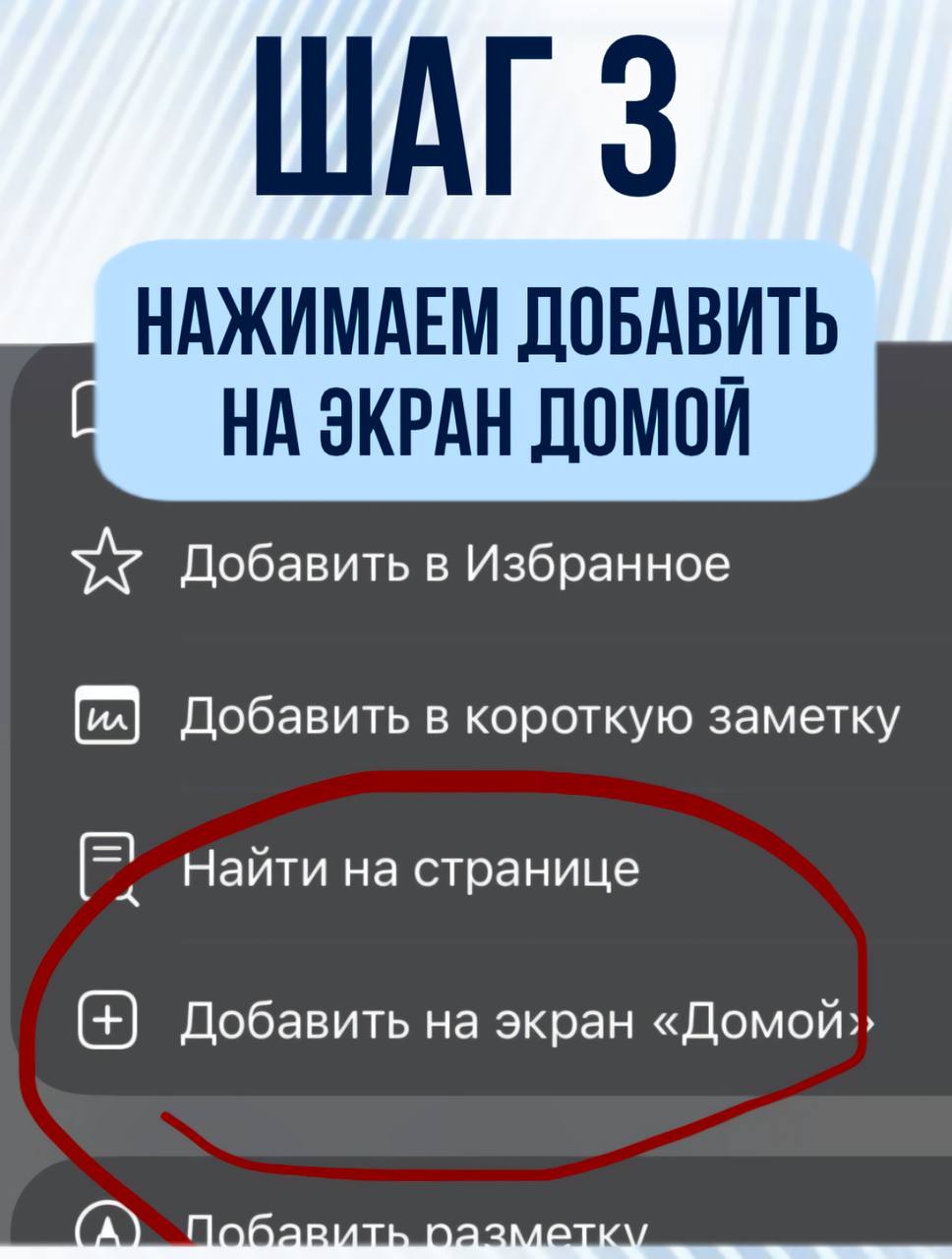 Шаг третий - нажимаем Добавить на экран "Домой"